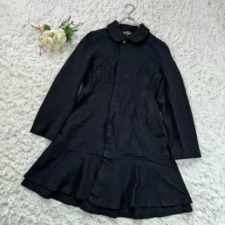 ブラックコムデギャルソン(BLACK COMME des GARCONS)の美品 入手困難 コムデギャルソン ポリ縮 ステンカラーコート XS 丸襟 黒(チェスターコート)