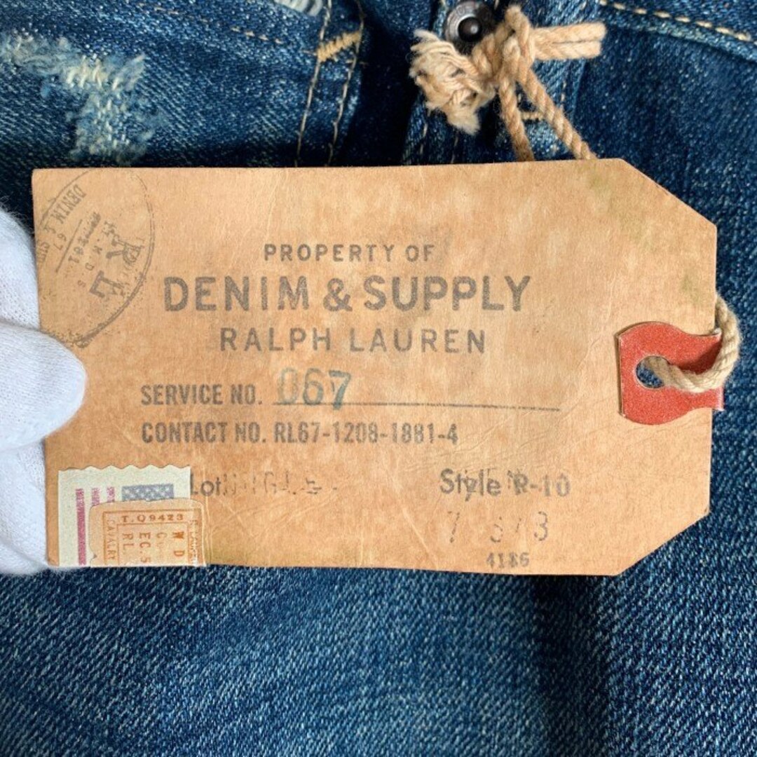 DENIM&SUPPLY RALPH LAUREN デニムアンドサプライ ラルフローレン SLIM スリムテーパードデニムパンツ ダメージリペア加工 インディゴ Size 34×30 メンズのパンツ(デニム/ジーンズ)の商品写真