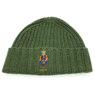 ポロラルフローレン(POLO RALPH LAUREN)のPOLO RALPH LAUREN ポロラルフローレン ボロベアー刺繡 ビーニー ニット帽 グリーン アクリル ナイロン ウール 現行モデル(ニット帽/ビーニー)