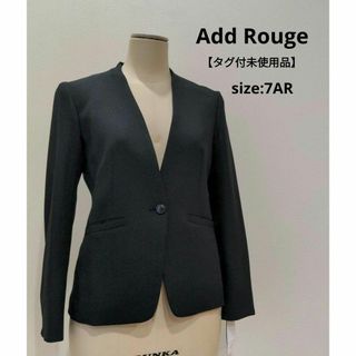 アッドルージュ(Add Rouge)のAdd Rouge 【タグ付未使用品】 ノーカラー ジャケット ブラック 7AR(ノーカラージャケット)