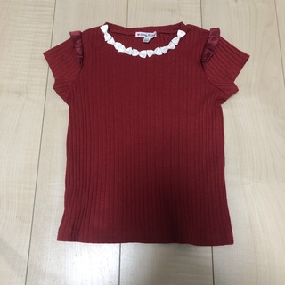 エニィファム(anyFAM)のエニィファム　any fam リボン　フリル　カットソー　半袖　赤　キッズ120(Tシャツ/カットソー)