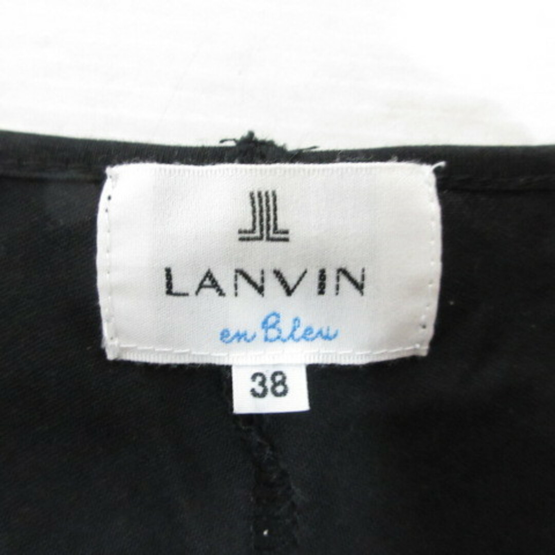 LANVIN en Bleu(ランバンオンブルー)のランバンオンブルー 長袖 ドルマン カットソー 38 黒 ブラック 異素材切替え レディースのトップス(カットソー(長袖/七分))の商品写真