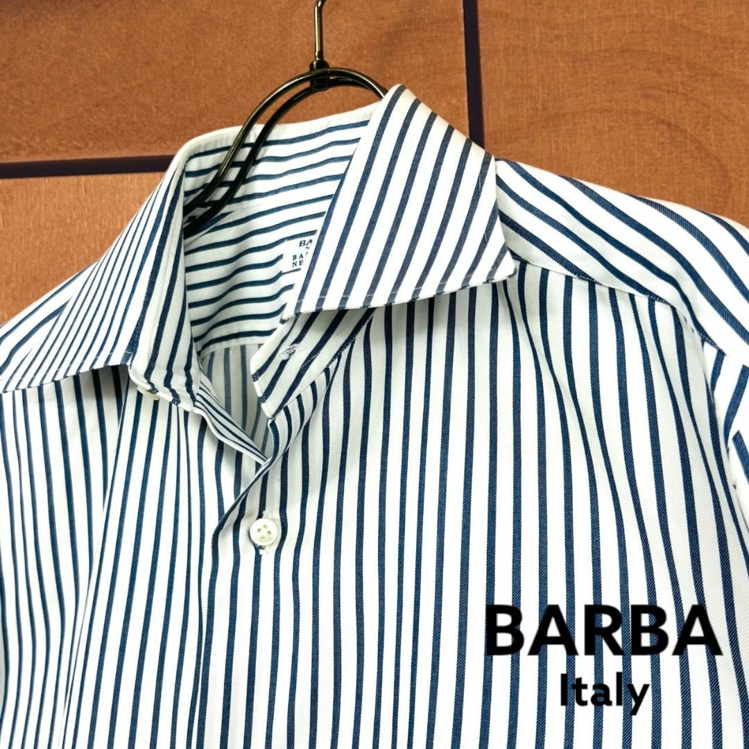 BARBA(バルバ)の【バルバ】BARBAシャツブルー ストライプ コットン ワイドカラー イタリア製 メンズのトップス(シャツ)の商品写真