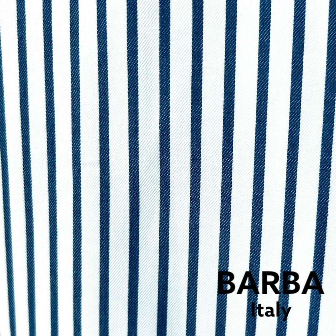 BARBA(バルバ)の【バルバ】BARBAシャツブルー ストライプ コットン ワイドカラー イタリア製 メンズのトップス(シャツ)の商品写真