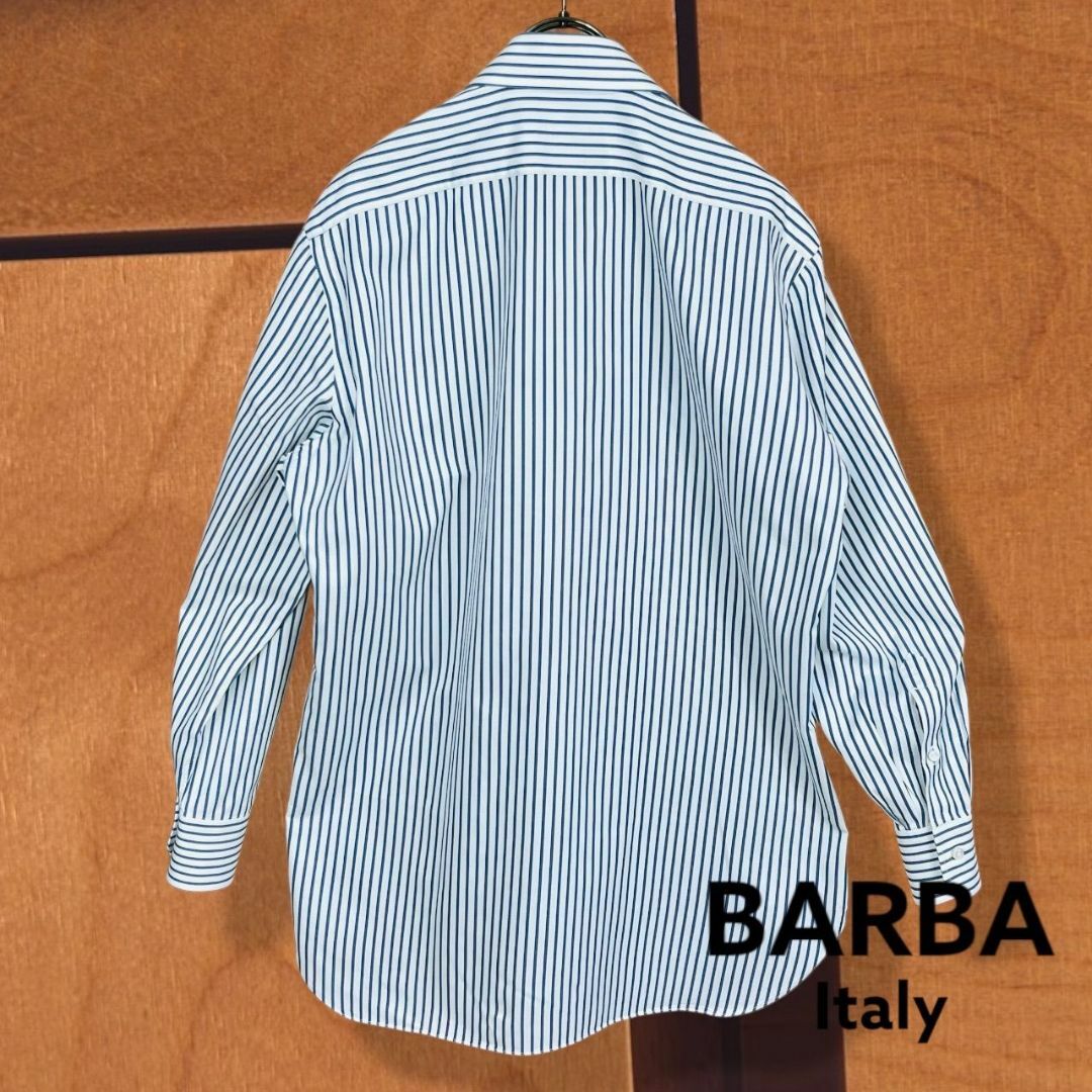 BARBA(バルバ)の【バルバ】BARBAシャツブルー ストライプ コットン ワイドカラー イタリア製 メンズのトップス(シャツ)の商品写真