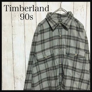 Timberland - ティンバーランド 長袖チェックシャツワンポイント刺繍ロゴ90s Z1157