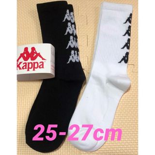 カッパ(Kappa)のKappa(カッパ)  クルーソックス　靴下　２５〜２７cm  ブラックホワイト(ソックス)