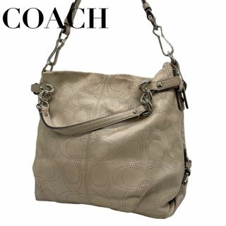 コーチ(COACH)のCOACH コーチ　s75　ハンドバッグ　2way 　肩掛け　パンチング　グレー(ハンドバッグ)