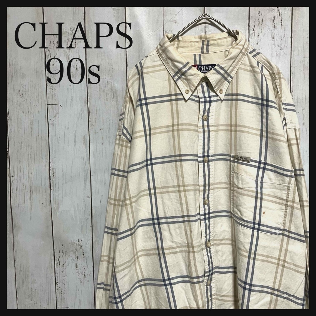 CHAPS(チャップス)のチャップスラルフローレン 長袖BDチェックシャツ刺繍ロゴ90s Z1158 メンズのトップス(シャツ)の商品写真