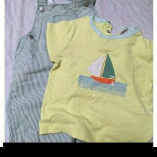 プチバトー  80 オーバーオール サロペット 半袖 Tシャツ 子ども服 キッズ