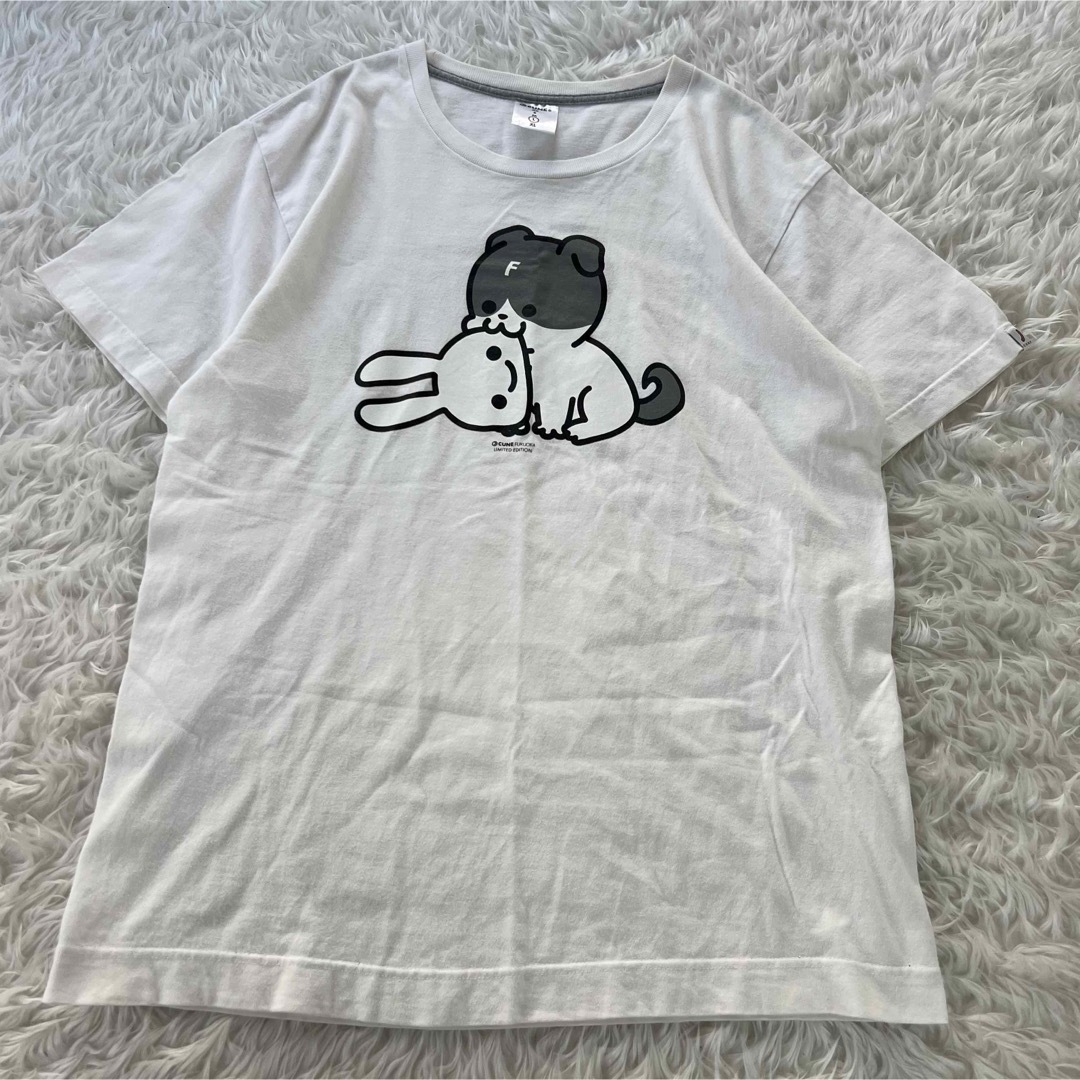 CUNE(キューン)のcune キューン メンズ ユニセックス tシャツ うさぎ&犬 ホワイト L メンズのトップス(Tシャツ/カットソー(半袖/袖なし))の商品写真