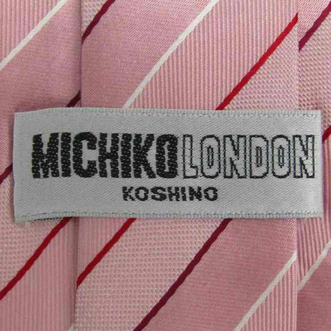 MICHIKO LONDON(ミチコロンドン)のミチコロンドン ブランド ネクタイ 総柄 ストライプ柄  シルク 日本製 PO  メンズ ピンク MICHIKO LONDON メンズのファッション小物(ネクタイ)の商品写真