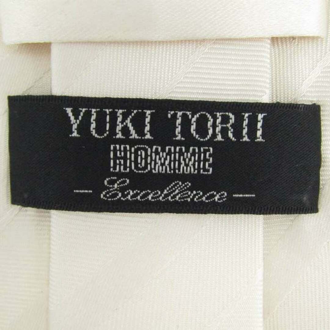 ユキトリイ ブランド ネクタイ 総柄 ストライプ柄  シルク 中国製 PO  メンズ ホワイト YUKI TORII メンズのファッション小物(ネクタイ)の商品写真
