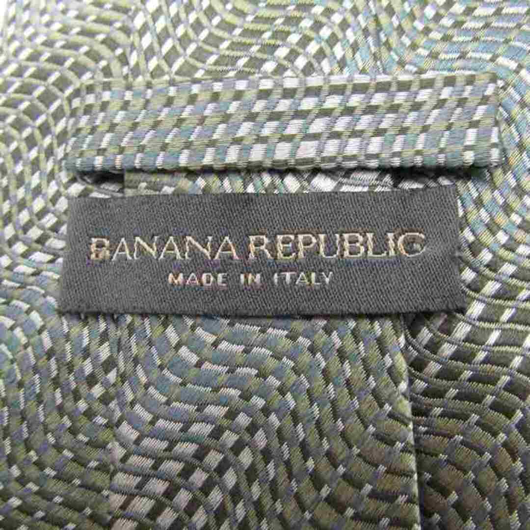 Banana Republic(バナナリパブリック)のバナナリパブリック ブランド ネクタイ 総柄 チェック柄  シルク イタリア製 PO  メンズ グリーン Banana Republic メンズのファッション小物(ネクタイ)の商品写真
