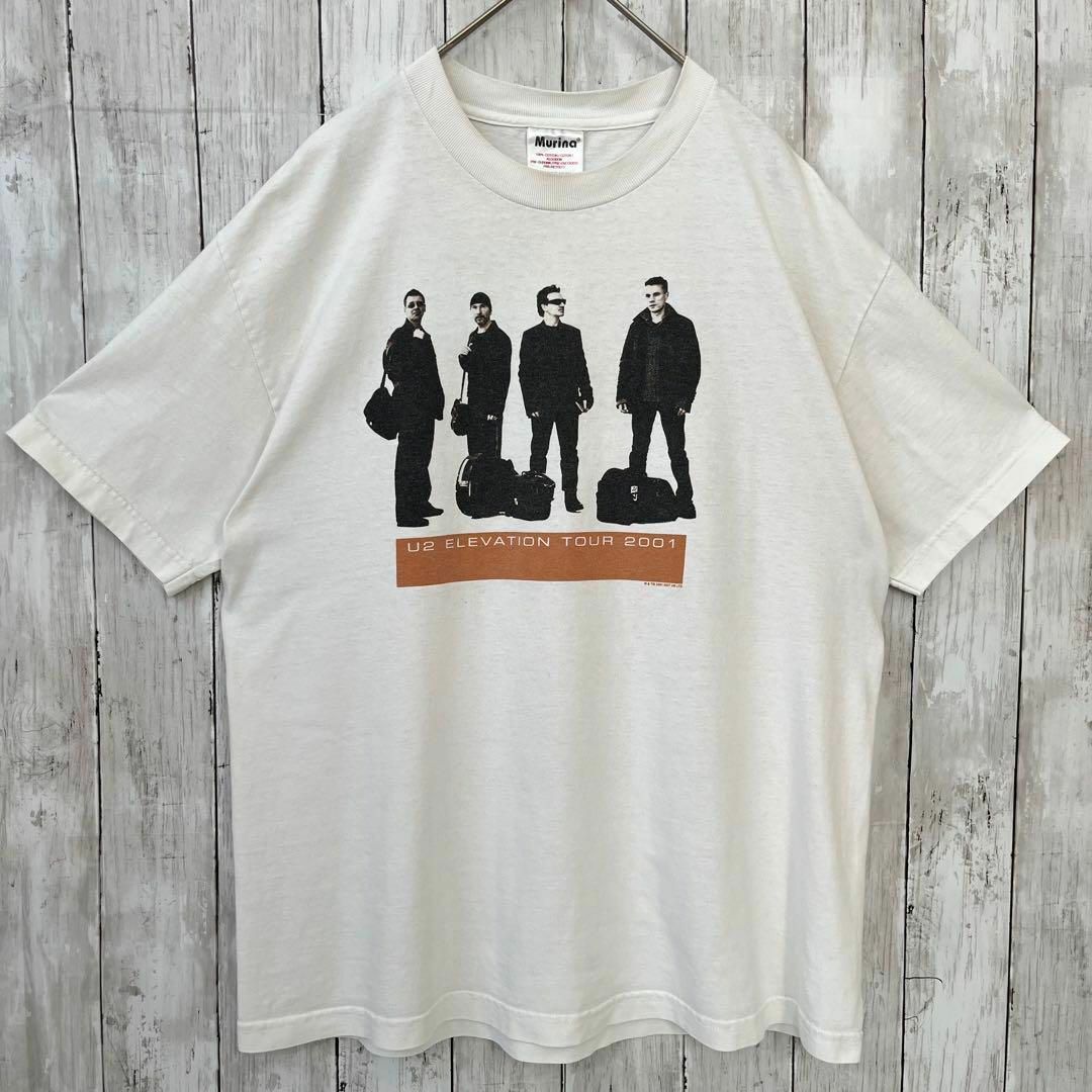 MUSIC TEE(ミュージックティー)の00sヴィンテージ USA製古着　ロックバンドU2 バックプリントTシャツ　白L メンズのトップス(Tシャツ/カットソー(半袖/袖なし))の商品写真