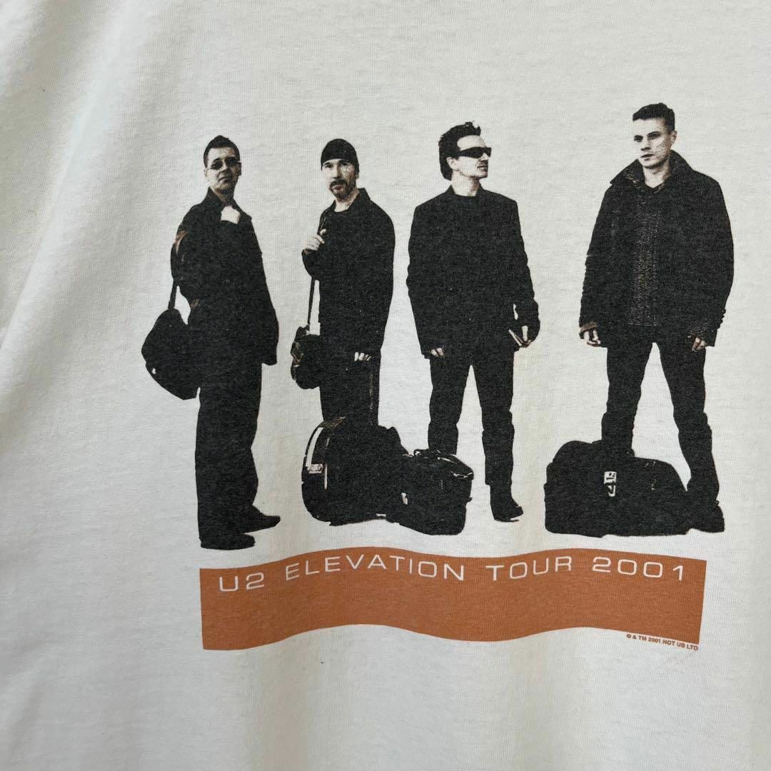 MUSIC TEE(ミュージックティー)の00sヴィンテージ USA製古着　ロックバンドU2 バックプリントTシャツ　白L メンズのトップス(Tシャツ/カットソー(半袖/袖なし))の商品写真
