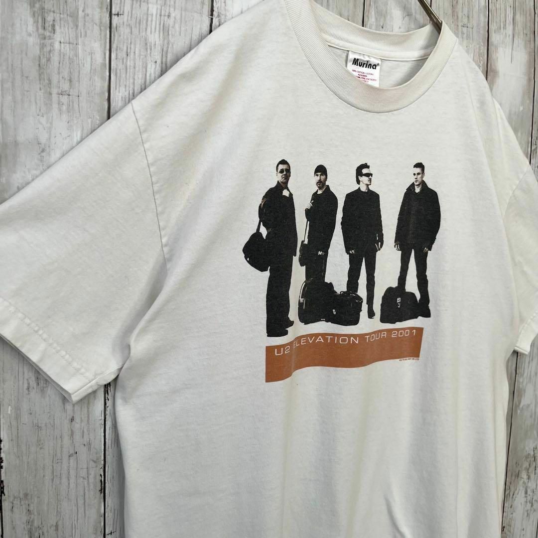 MUSIC TEE(ミュージックティー)の00sヴィンテージ USA製古着　ロックバンドU2 バックプリントTシャツ　白L メンズのトップス(Tシャツ/カットソー(半袖/袖なし))の商品写真