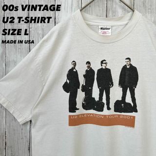 ミュージックティー(MUSIC TEE)の00sヴィンテージ USA製古着　ロックバンドU2 バックプリントTシャツ　白L(Tシャツ/カットソー(半袖/袖なし))