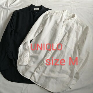 ユニクロ(UNIQLO)のリネンコットンスタンドカラーシャツ Mサイズ 2枚セット(シャツ)