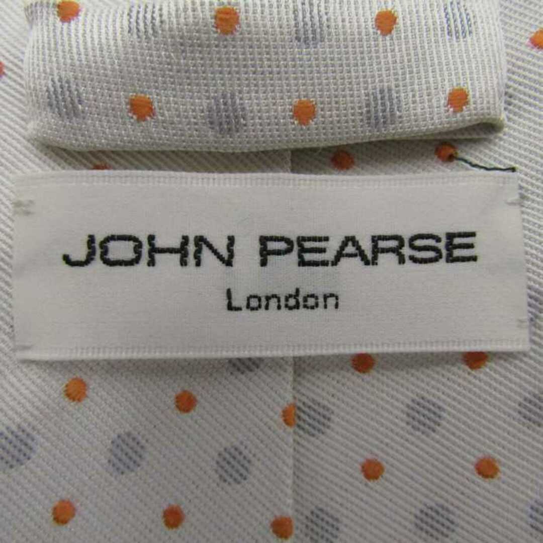ジョンピアース ブランド ネクタイ 総柄 ドット柄 シルク 日本製 PO  メンズ ホワイト JOHN PEARSE メンズのファッション小物(ネクタイ)の商品写真