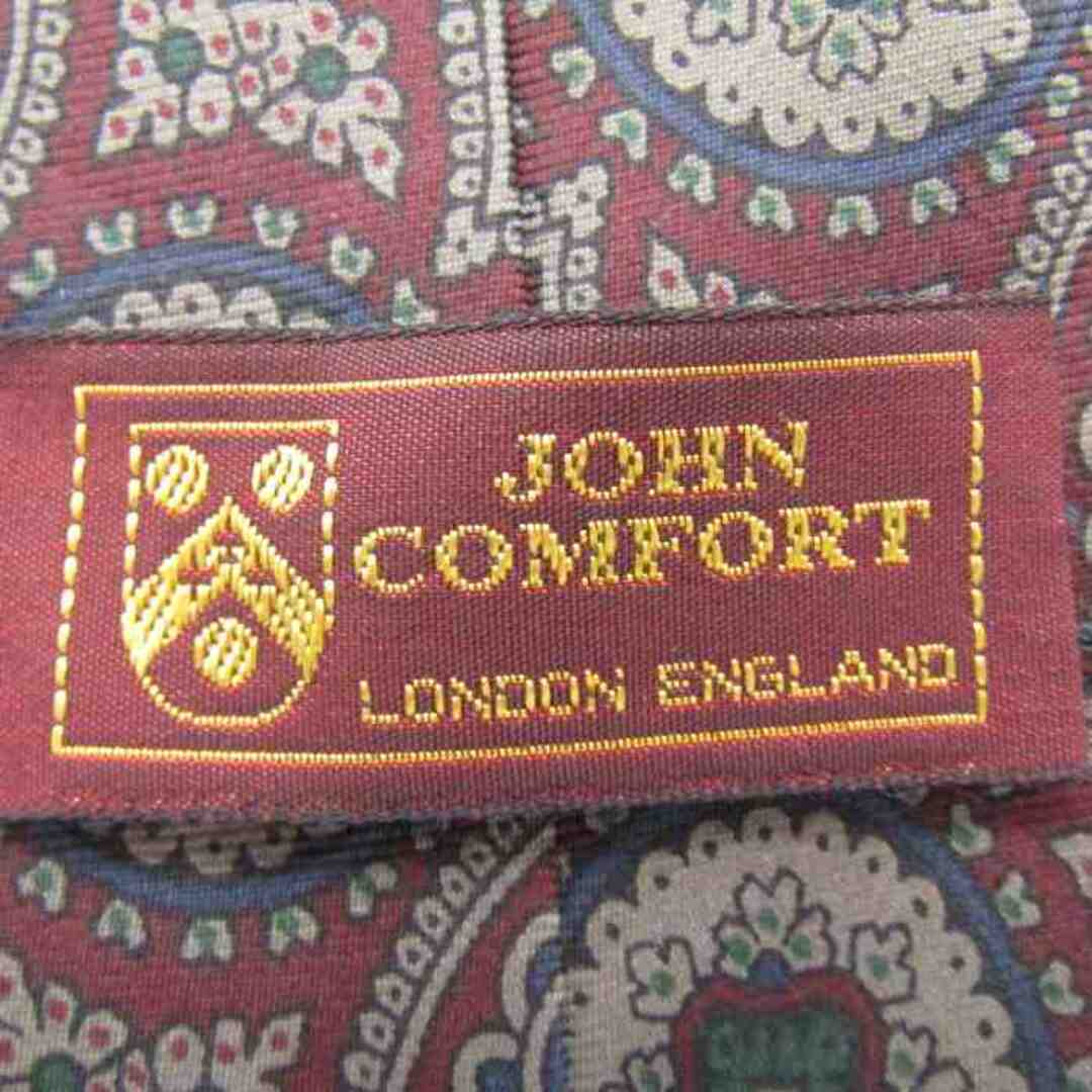 ジョンコンフォート ブランド ネクタイ ペイズリー シルク 英国製 PO  メンズ ワインレッド JOHN COMFORT 英国老舗ﾌﾞﾗﾝﾄﾞ メンズのファッション小物(ネクタイ)の商品写真