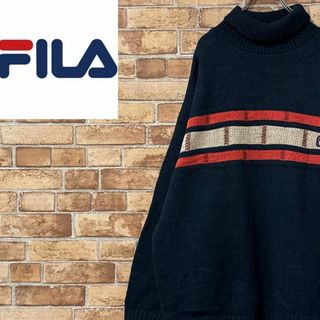 フィラ(FILA)のFILA　フィラ　ニット　セーター　ネイビー　ビッグシルエット　タートルネックL(ニット/セーター)