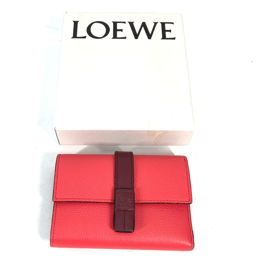 LOEWE(ロエベ)のロエベ LOEWE アナグラム スモール バーティカルウォレット バイカラー コンパクトウォレット 3つ折り財布 レザー ピンク 美品 レディースのファッション小物(財布)の商品写真