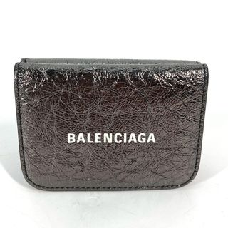 バレンシアガ(Balenciaga)のバレンシアガ BALENCIAGA ロゴ 593813 コンパクトウォレット 3つ折り財布 レザー ガンメタル系(財布)