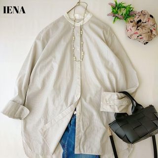 イエナ(IENA)のイエナ　バンドカラーストライプシャツ　長袖シャツ　綿100%　ゆったり(シャツ/ブラウス(長袖/七分))