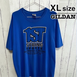 ギルタン(GILDAN)のUSA古着　GILDAN　Tシャツ　XL　ブルー　青　プリント　ロゴ　コットン(シャツ)