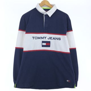 TOMMY HILFIGER - 古着 90年代 トミーヒルフィガー TOMMY HILFIGER 長袖 ラガーシャツ メンズM ヴィンテージ /eaa435099