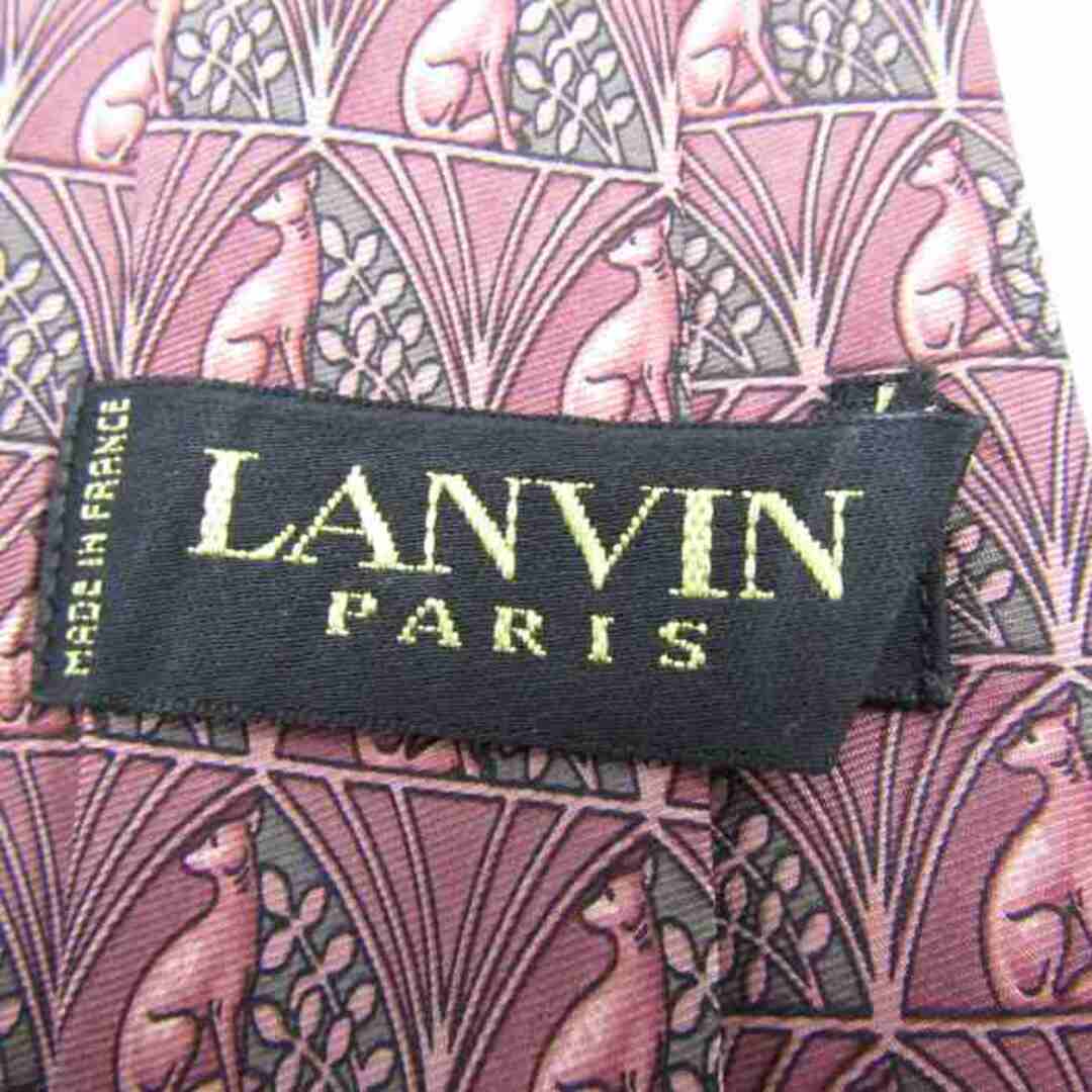 LANVIN(ランバン)のランバン ブランド ネクタイ 総柄 動物柄 シルク フランス製 PO  メンズ ピンク LANVIN メンズのファッション小物(ネクタイ)の商品写真