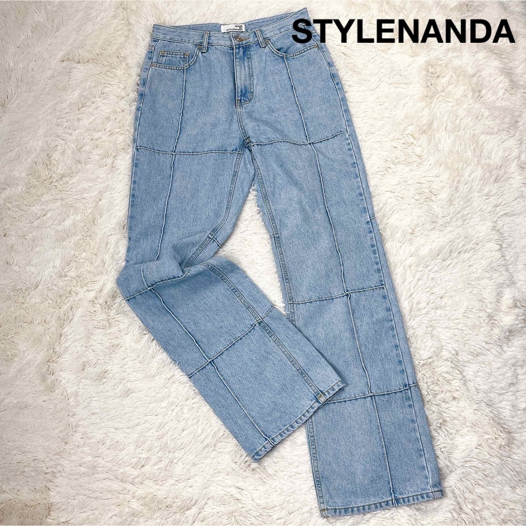 STYLENANDA(スタイルナンダ)のSTYLENANDA デニムパンツ ストレート ハイウエスト 個性的  レディースのパンツ(デニム/ジーンズ)の商品写真