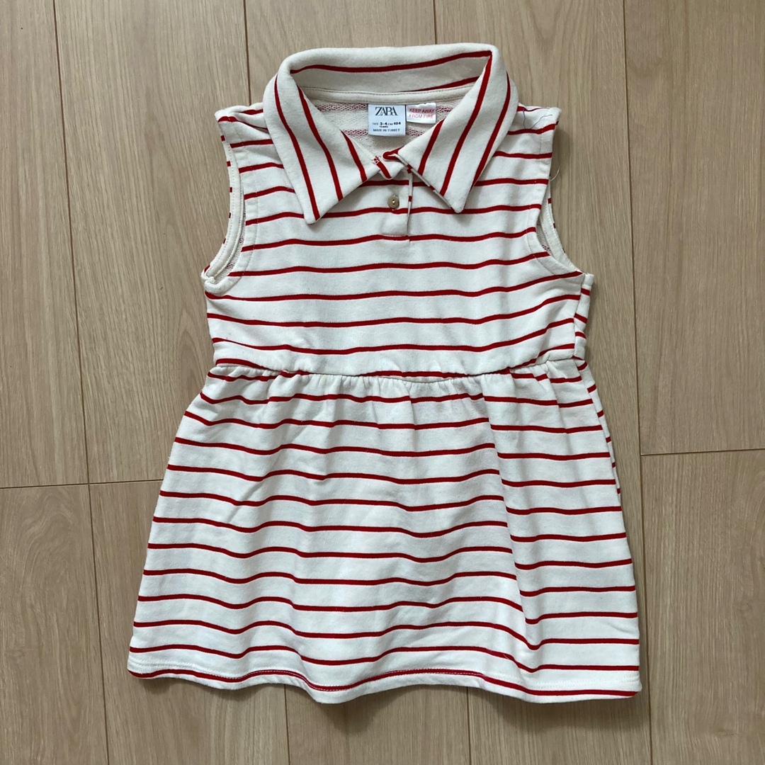 ZARA KIDS(ザラキッズ)のzara baby ザラベビー ボーダー　ワンピース　チュニック　104 キッズ/ベビー/マタニティのキッズ服女の子用(90cm~)(ワンピース)の商品写真