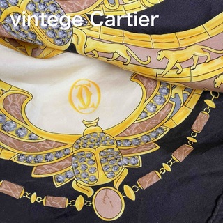 Cartier - vintege Cartier 大判スカーフ 希少柄 パンテール&幸運のスカラベ