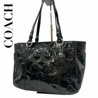 コーチ(COACH)のCOACH コーチ　s74　エナメル　f17728　肩掛け　トートバッグ　黒(トートバッグ)