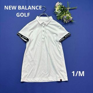 ニューバランスゴルフ(new balance golf)のニューバランスゴルフ　1/M 半袖ポロシャツ　ホワイト　ロゴ総柄(ウエア)