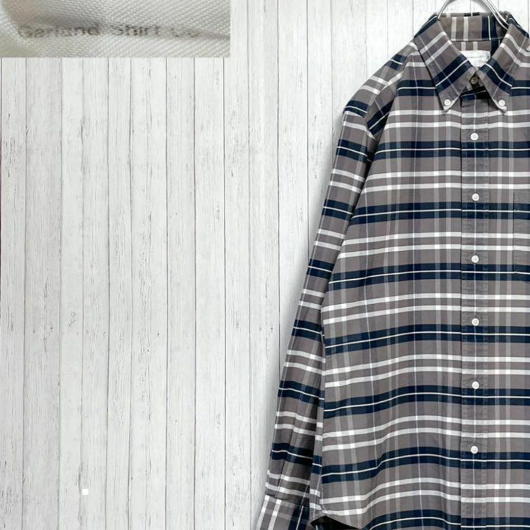 Garland Shirt 長袖ボタンダウンシャツ　チェック　グレー　ネイビーS メンズのトップス(シャツ)の商品写真