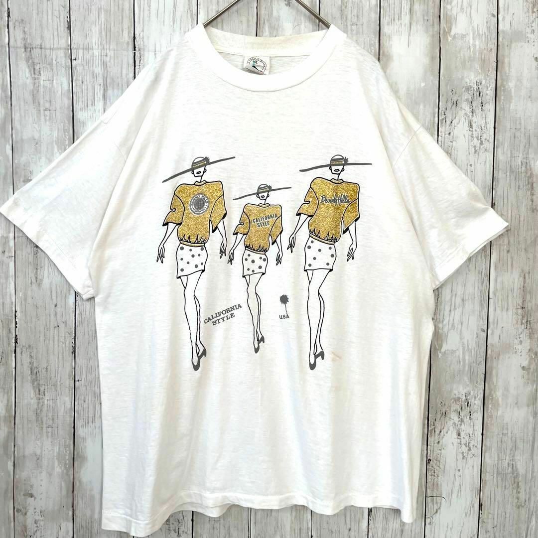 90sビンテージ　シングルステッチ古着　カリフォルニアプリントTシャツ XL 白 メンズのトップス(Tシャツ/カットソー(半袖/袖なし))の商品写真
