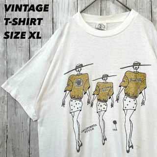 90sビンテージ　シングルステッチ古着　カリフォルニアプリントTシャツ XL 白(Tシャツ/カットソー(半袖/袖なし))