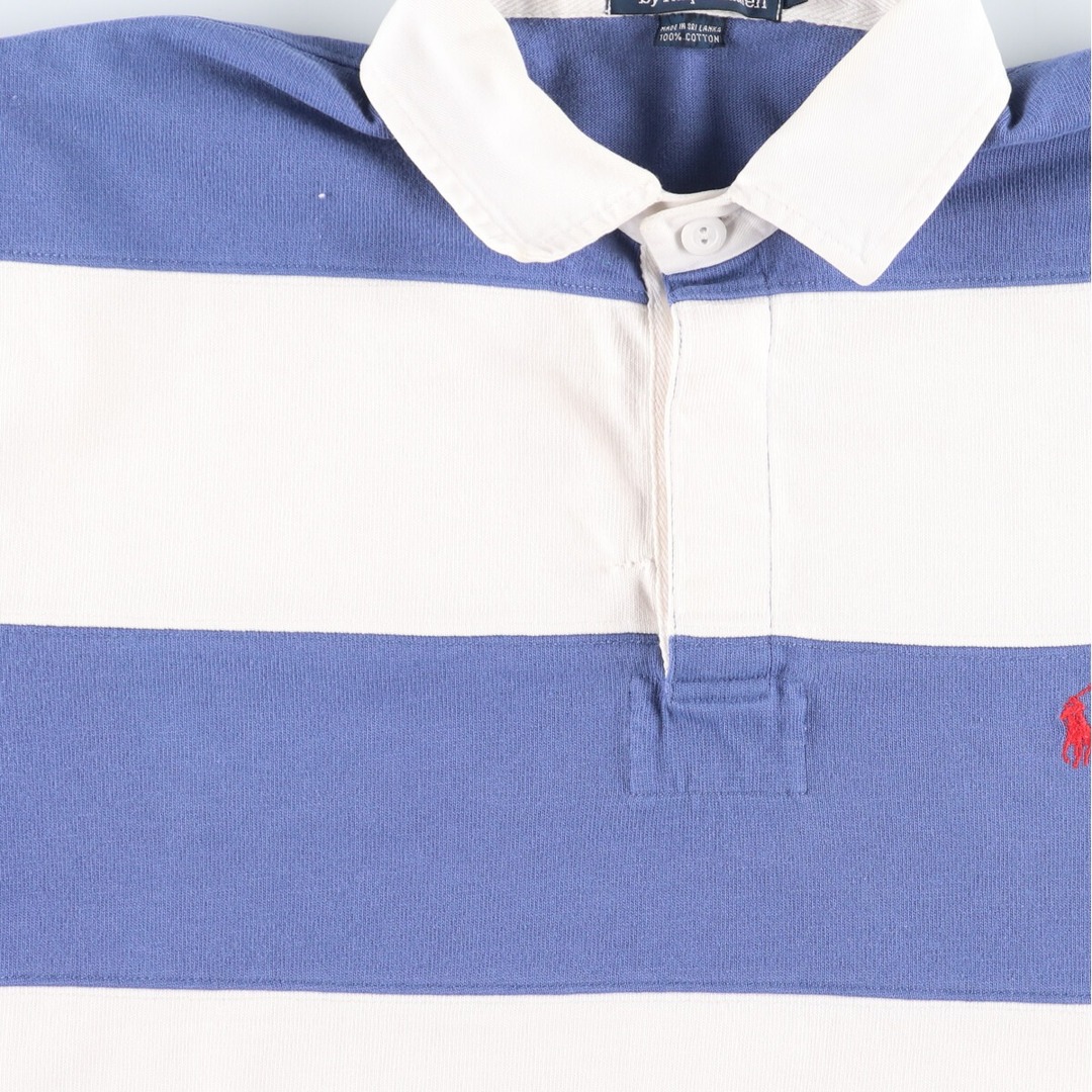 Ralph Lauren(ラルフローレン)の古着 ラルフローレン Ralph Lauren POLO by Ralph Lauren ボーダー柄 半袖 ラガーシャツ メンズL /eaa433004 メンズのトップス(ポロシャツ)の商品写真