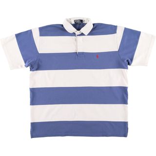 ラルフローレン(Ralph Lauren)の古着 ラルフローレン Ralph Lauren POLO by Ralph Lauren ボーダー柄 半袖 ラガーシャツ メンズL /eaa433004(ポロシャツ)