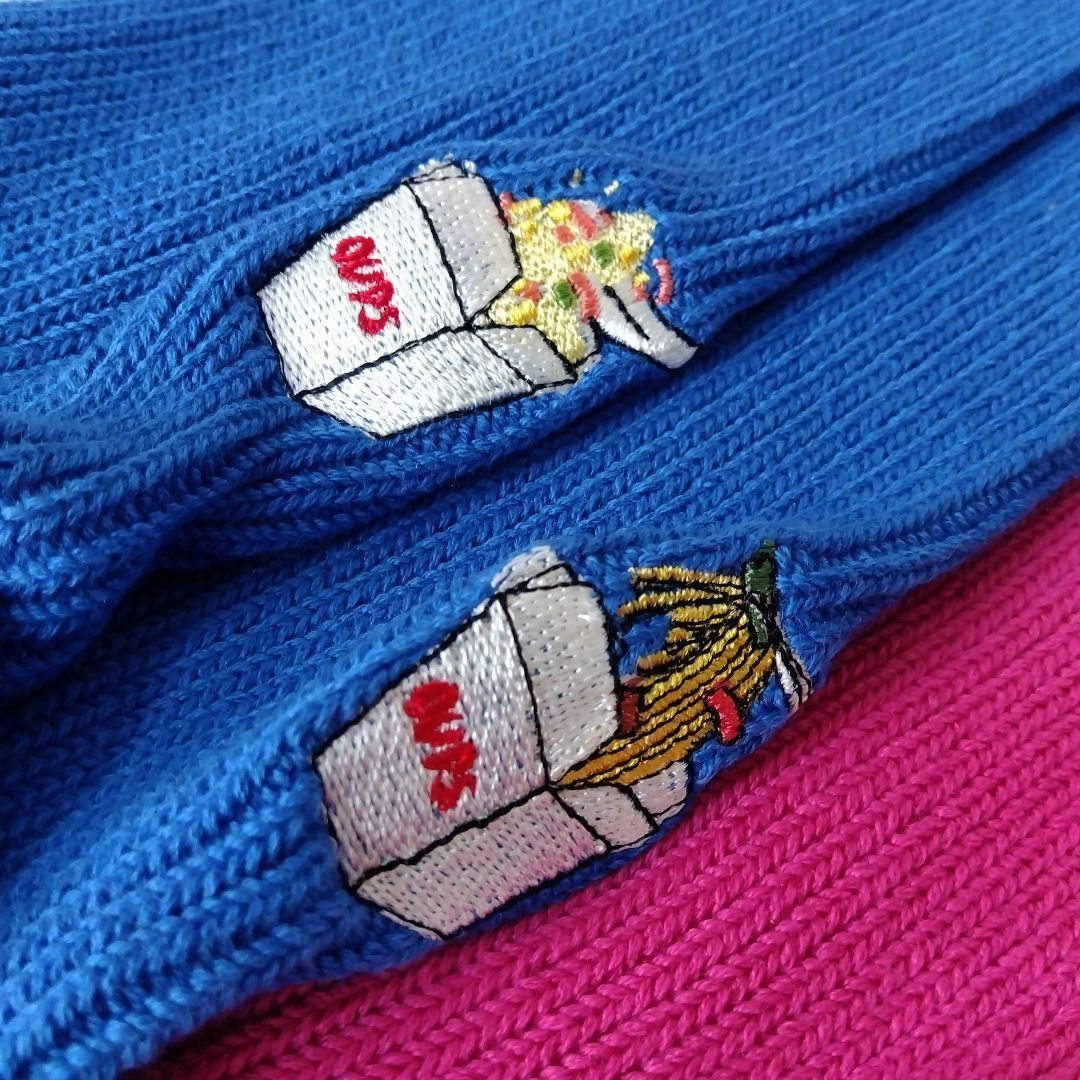 新品/ 2足 OUPS ランチボックス刺繍 メンズ レディース ソックス 靴下 メンズのレッグウェア(ソックス)の商品写真