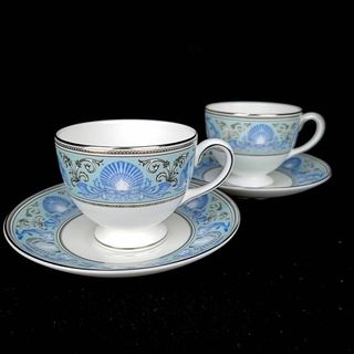 ウェッジウッド(WEDGWOOD)の◇未使用 ◆ ウェッジウッド　ドルフィンブルー　カップ&ソーサー　ペア　2客(グラス/カップ)