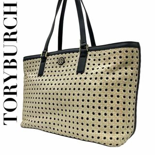 トリーバーチ(Tory Burch)の美品　TORY BURCH トリーバーチ　S73　肩掛け　トートバッグ　ホワイト(トートバッグ)