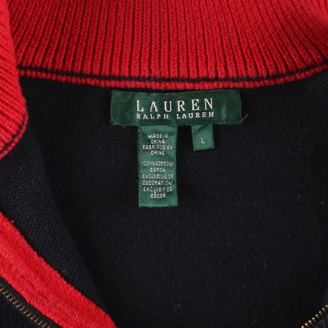 Ralph Lauren(ラルフローレン)の古着 ラルフローレン Ralph Lauren LAUREN ローレン コットンニットハーフジップセーター レディースL /eaa424933 レディースのトップス(ニット/セーター)の商品写真