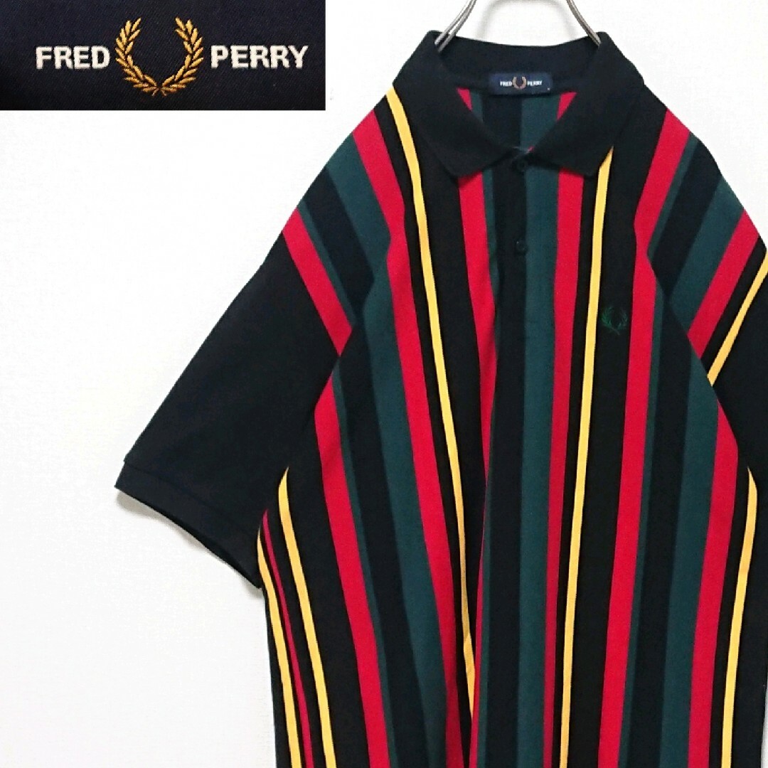 FRED PERRY(フレッドペリー)の美品 希少 フレッドペリー 刺繍 ロゴ オーバーサイズ 半袖 ポロシャツ メンズのトップス(ポロシャツ)の商品写真