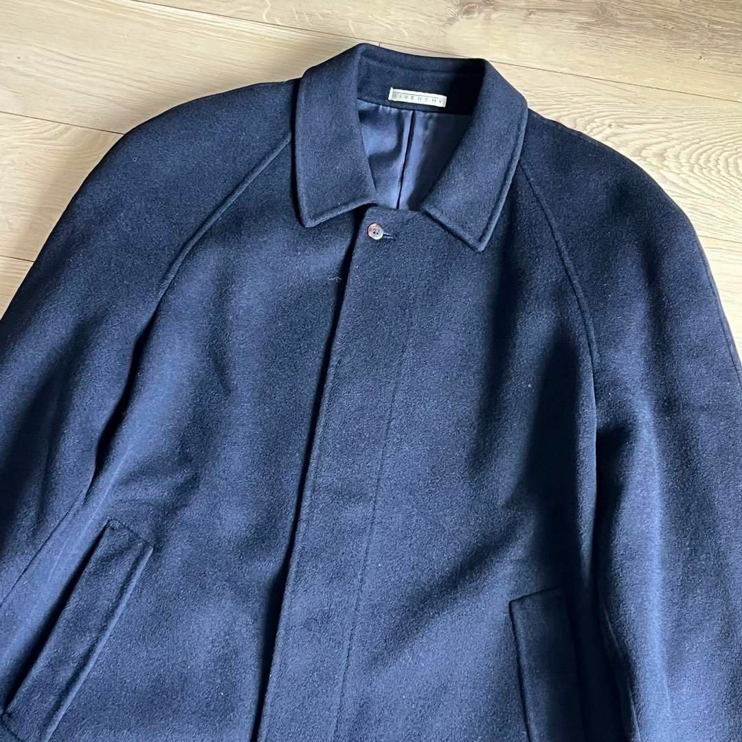 ジバンシー　ウールカシミヤ　ネイビー　ステンカラーコート　ロング丈　Mサイズ メンズのジャケット/アウター(ステンカラーコート)の商品写真