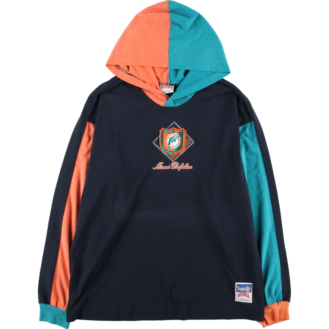 古着 NUTMEG NFL MIAMI DOLPHINS マイアミドルフィンズ パーカー ロングTシャツ ロンT USA製 メンズXL ヴィンテージ /eaa438757 メンズのトップス(Tシャツ/カットソー(半袖/袖なし))の商品写真