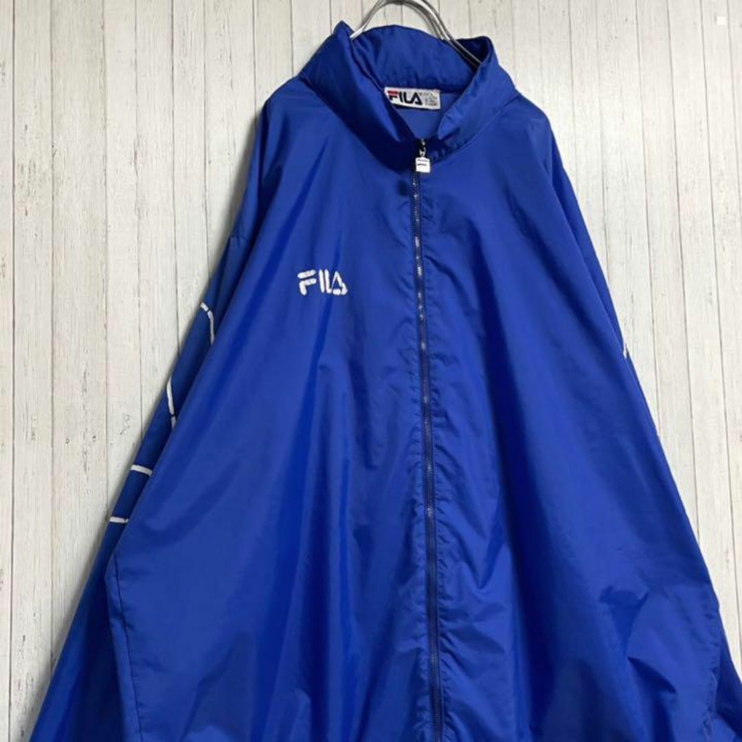 FILA(フィラ)のFILA フィラ　ナイロンジャケット　ブルー　ジップアップ　スポーツ　L メンズのジャケット/アウター(ナイロンジャケット)の商品写真